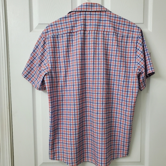 Nautica Men's Red and Blue Plaid Slim Fit Button Down Dress Shirt Large - Picture 2 of 5